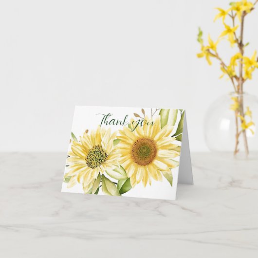 Zachte waterverf zonnebloemen kaart (Gele Bloem)