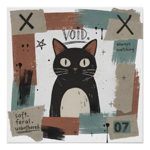 Zachte Wilde Ongestoorde Zwarte Kat Gotische Kunst Perfect Poster