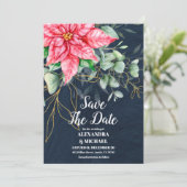 Zachte Winter Berry-kerstbruiloft Save The Date (Staand voorkant)