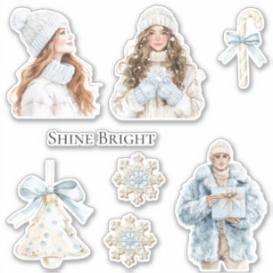 Zachte Winter Blauwe Kerst Sticker