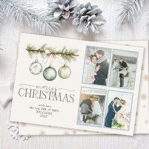 Zachte Winter Stofblauw Getrouwd Kerstmis Feestdagenkaart