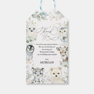 Zachte Winterpooldieren Greenery Birthday Favor Cadeaulabel