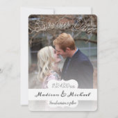 Zachte Witte Banner Foto slaat de datum aankondigi Kaart (Voorkant)