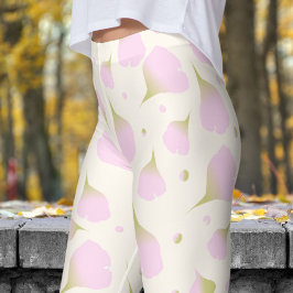 Zachte witte bloemen pastelbloemblaadjes patroon leggings