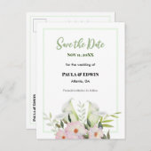 Zachte witte Calla Lily Roos bruiloft Save The Dat Aankondigingskaart (Voorkant / Achterkant)