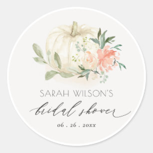 Zachte Witte Pompoen Blush Bloem Bruiloft Feest Ronde Sticker