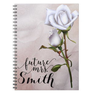 Zachte Witte Rozen Elegante Shabby Chic Toekomstig Notitieboek