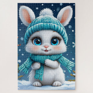 ❄️ Zachte Witte Winter Konijn Cadeau Voor Kinderen Legpuzzel