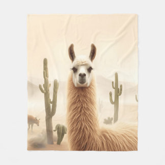 Zachte Zand Lama met Cactus Flow Fleece Deken