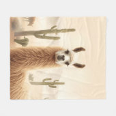 Zachte Zand Lama met Cactus Flow Fleece Deken (Voorkant (Horizontaal))