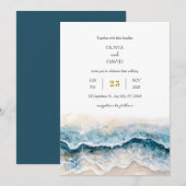Zachte Zandige Strand Blauwe Golven Aquarel Kunst Kaart (Voorkant / Achterkant)