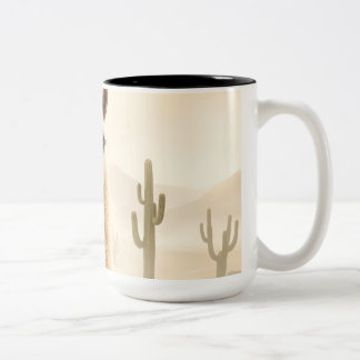 Zachte Zandlama met Cactusstroom Tweekleurige Koffiemok