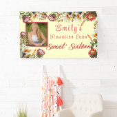 Zachte Zestien Hawaiiaans Feest Tropische Bloemen Spandoek (Insitu)