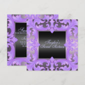 Zachte Zestien Purple Damask Verjaardagsuitnodigin Kaart (Voorkant / Achterkant)