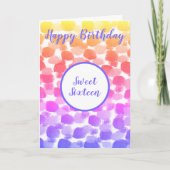 Zachte zestien regenboogkleurige Waterverf Birthda Kaart (Voorkant)