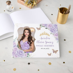 Zachte Zestien Verjaardag Paarse Sering Bloemen Fo Gastenboek