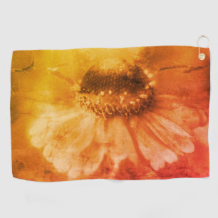 Zachte zinnia Daisy Flower in Sepia  Golfhanddoek