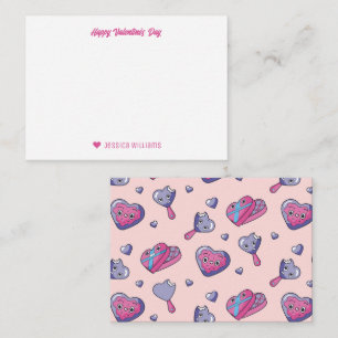 Zachte Zoete Dessert Patroon Roze Valentijnsdag Notitiekaartje