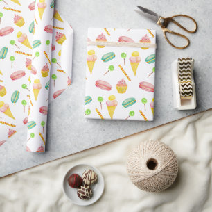 Zachte Zomer Snoepjes Watercolor Patroon Cadeaupapier