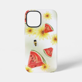 Zachte Zomer Vibe: Watermeloen, Zonnebloemen en Bi iPhone 12 Mini Hoesje