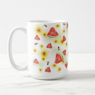 Zachte Zomer Vibe Watermeloen, Zonnebloemen, en Bi Koffiemok