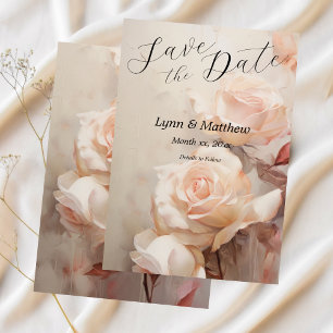 Zachte zomerrozen, elegante bruiloft save the date
