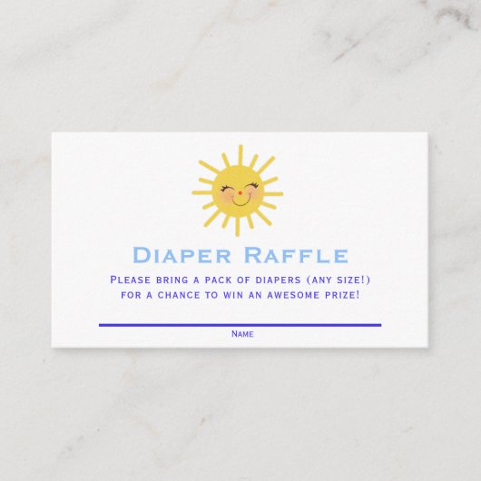 Zachte zon en wolken Baby shower luierriffel Informatiekaartje (Voorkant)