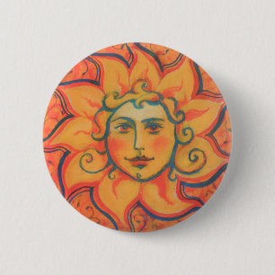 Zachte zon, sprookjeskunst, Oranje geel Ronde Button 5,7 Cm