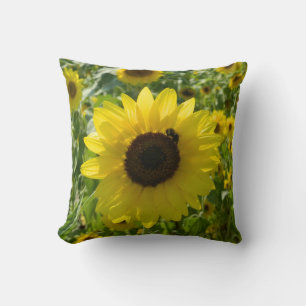 Zachte zonnebloemen (met bijen) Pillow Kussen