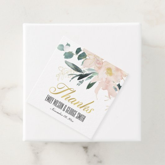 ZACHTE ZWART BLORAAL BUNCH WATERVERF WEDING BEDANK BEDANKJES LABELS (In situ)