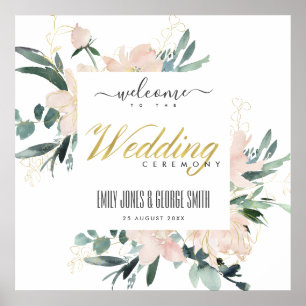 ZACHTE ZWART LIJST WATERVERF WEDDING WELKOM POSTER