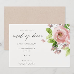 ZACHTE ZWART PINK WATERVERF FLORAAL GEMAAKT UIT HO KAART