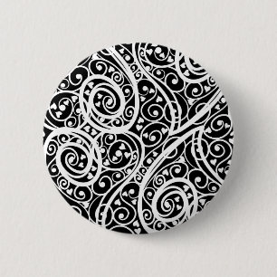 Zachte zwart witte harten patroon ronde button 5,7 cm