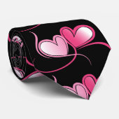 Zachte Zwarte En Roze Hart Patroon Stropdas (Opgerold)