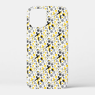 Zachte zwarte gele voetbal silhouet patroon iPhone 12 mini hoesje
