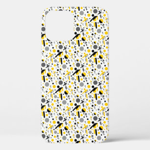Zachte zwarte gele voetbal silhouet patroon iPhone 12 pro hoesje
