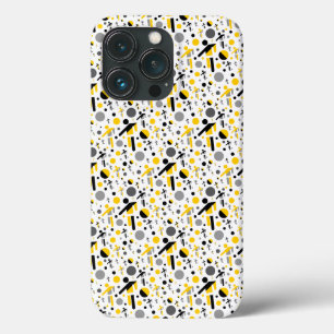 Zachte zwarte gele voetbal silhouet patroon iPhone 13 pro hoesje