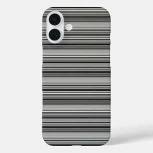 Zachte zwarte grijze strepen iPhone 16 plus hoesje