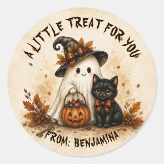 Zachte Zwarte Kat Halloween Favorieten Ronde Sticker