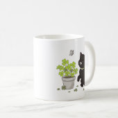 Zachte Zwarte Kitten Knusse Natuur Kat Illustratie Koffiemok (Voorkant rechts)
