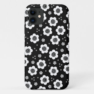 Zachte zwarte witte bloemen iPhone 5 Hoesje