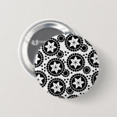 Zachte zwarte witte bloemen Knopje Ronde Button 5,7 Cm (Voorkant /achterkant)