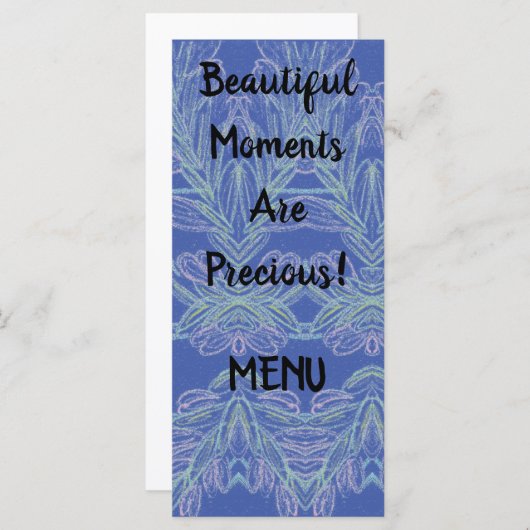 Zachte Zwemelen Blauwe Momenten Menu (Voorkant / Achterkant)