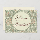 Zachtegroen antieke William Morris Kamperfoelie Kaart (Voorkant / Achterkant)