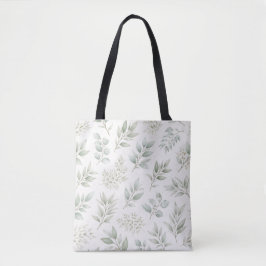 Zachtegroen botanisch bladpatroon draagtas