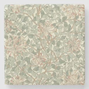 Zachtegroene vintage William Morris kamperfoelie Stenen Onderzetter