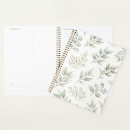 Zachtegron botanisch bladpatroon planner
