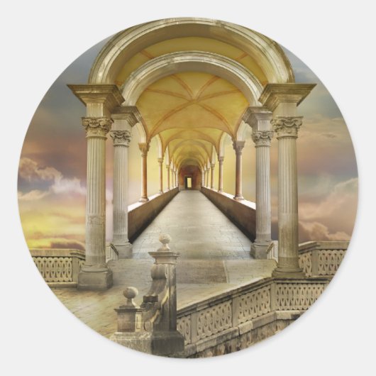 Zachten in de hemel ronde sticker (Voorkant)