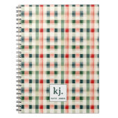 Zachter Evergroen Gingham Monogram Notitieboek (Voorkant)