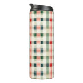 Zachter Evergroen Gingham Monogram Thermosbeker (Geroteerd rechts)